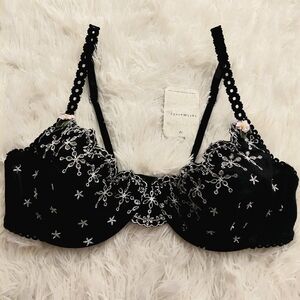 Free People Sweet Sugar Black Underwire Floral Whimsy Eyelet Bra 34C NWT